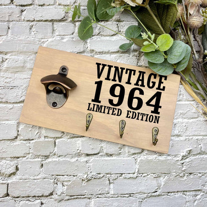 Vintage 60th Birthday beer sign, 1963 beer sign gift, 1964 birthday, 60th celebration, bottle opener sign