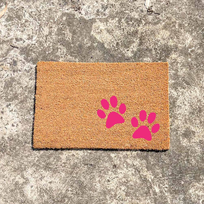 Pink paw prints doormat, cutesy doormat, custom doormat, personalised doormat