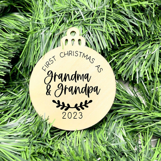 Personalised First Christmas bauble, grandparents bauble, pregnancy announcement, Custom Ornament, First Holiday ornament, baby announcement