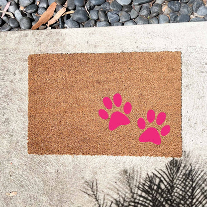 Pink paw prints doormat, cutesy doormat, custom doormat, personalised doormat