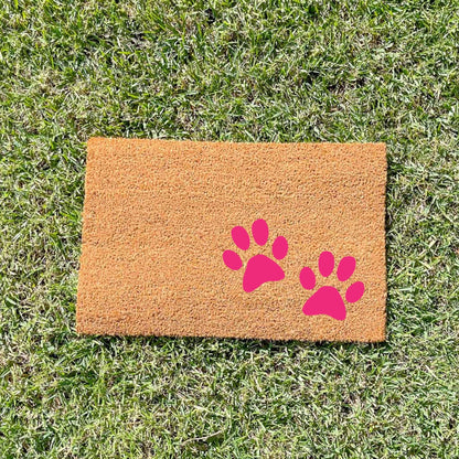 Pink paw prints doormat, cutesy doormat, custom doormat, personalised doormat