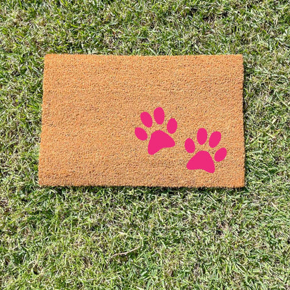 Pink paw prints doormat, cutesy doormat, custom doormat, personalised doormat