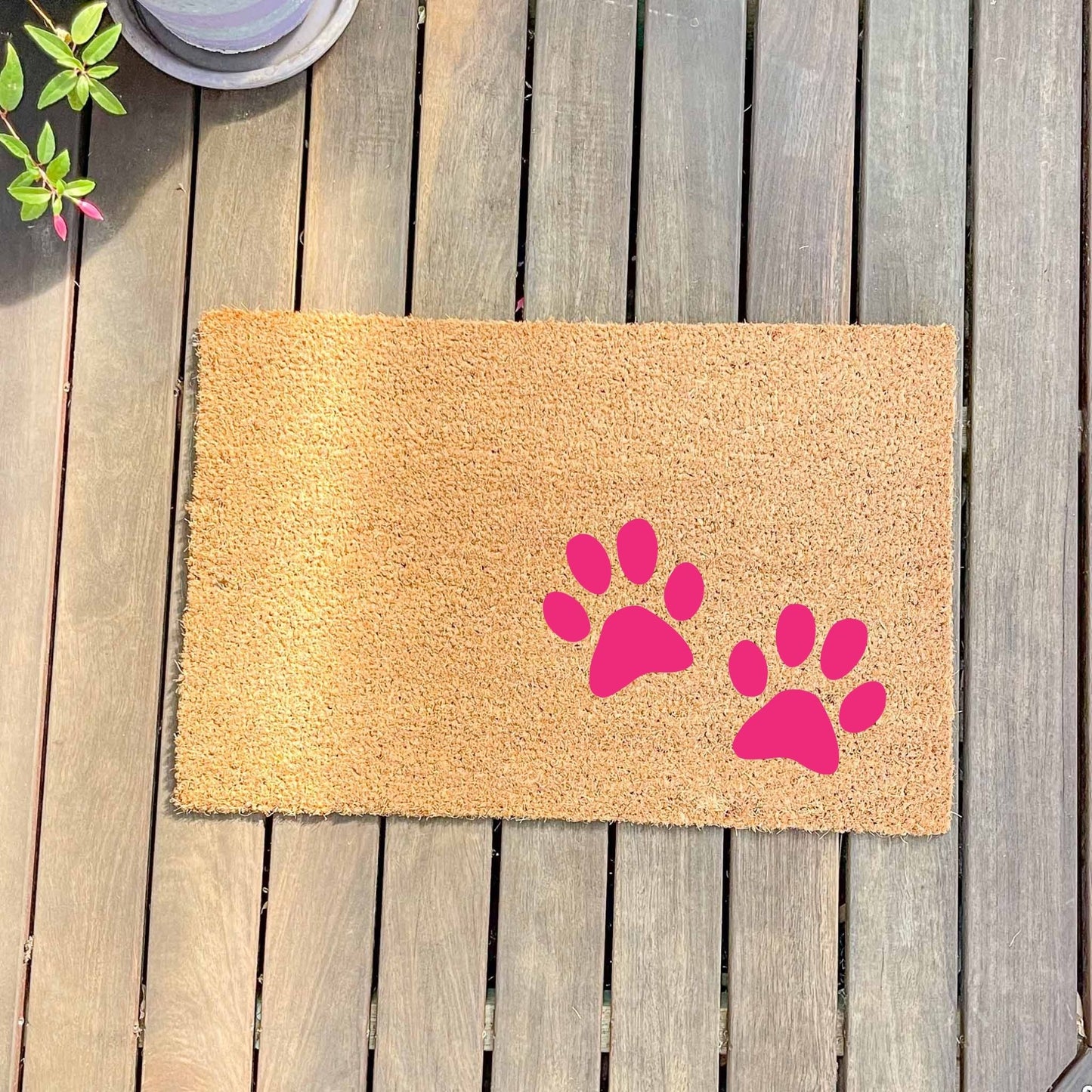 Pink paw prints doormat, cutesy doormat, custom doormat, personalised doormat