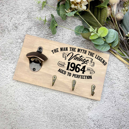 Man the myth the legend 60th Birthday beer sign, 1963 beer sign gift, 1964 birthday, 60th celebration, bottle opener sign