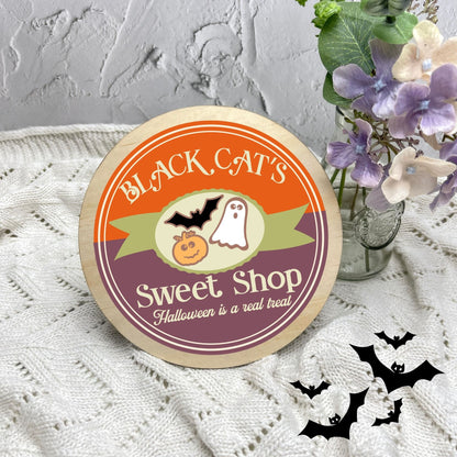 Black Cats Sweet Shop sign, Halloween Decor, Spooky Vibes, hocus pocus sign, trick or treat decor, haunted house h16