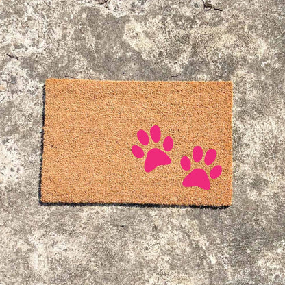 Pink paw prints doormat, cutesy doormat, custom doormat, personalised doormat