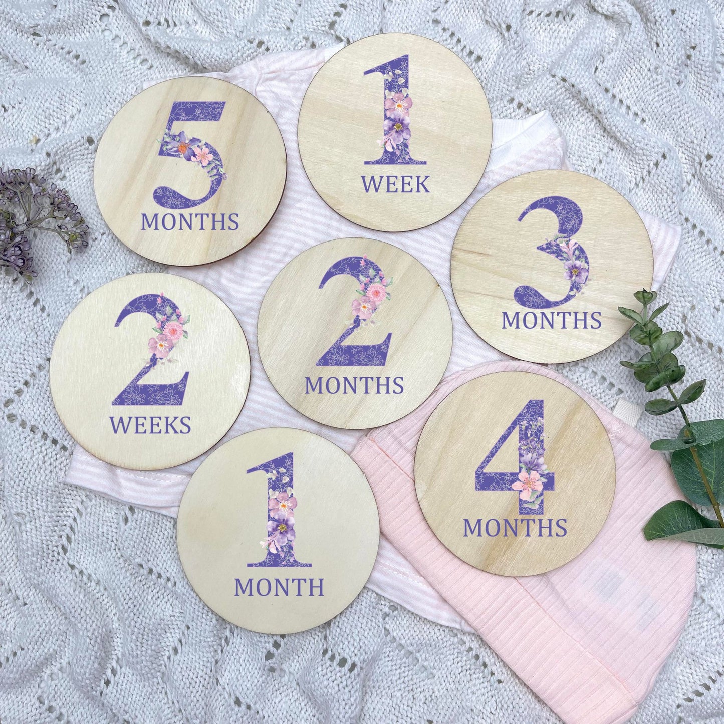 Floral milestone cards, baby milestone discs, boho nursery, aesthetic nursery, beige nursery