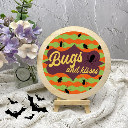 Bugs and kisses sign, Halloween Decor, Spooky Vibes, hocus pocus sign, trick or treat decor, haunted house h42