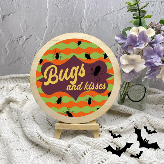 Bugs and kisses sign, Halloween Decor, Spooky Vibes, hocus pocus sign, trick or treat decor, haunted house h42
