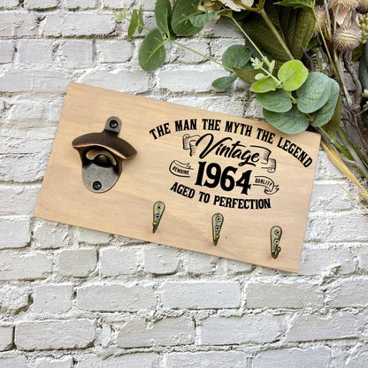 Man the myth the legend 60th Birthday beer sign, 1963 beer sign gift, 1964 birthday, 60th celebration, bottle opener sign