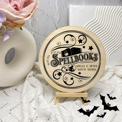 Spell Books sign, Halloween Decor, Spooky Vibes, hocus pocus sign, trick or treat decor, haunted house h17