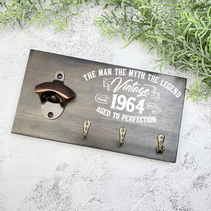 Man the myth the legend 60th Birthday beer sign, 1963 beer sign gift, 1964 birthday, 60th celebration, bottle opener sign