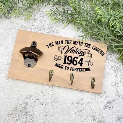 Man the myth the legend 60th Birthday beer sign, 1963 beer sign gift, 1964 birthday, 60th celebration, bottle opener sign