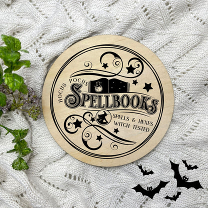 Spell Books sign, Halloween Decor, Spooky Vibes, hocus pocus sign, trick or treat decor, haunted house h17