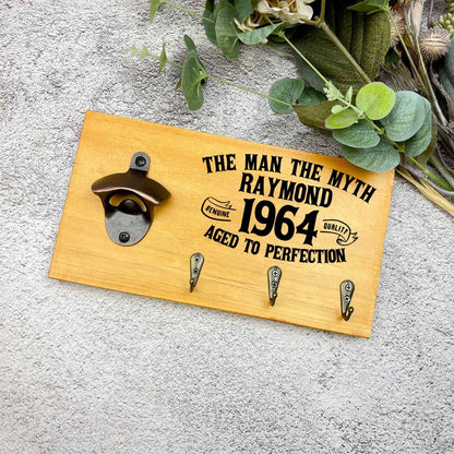 Personalised 60th Birthday beer sign, 1963 beer sign gift, 1964 birthday, 60th celebration, bottle opener sign