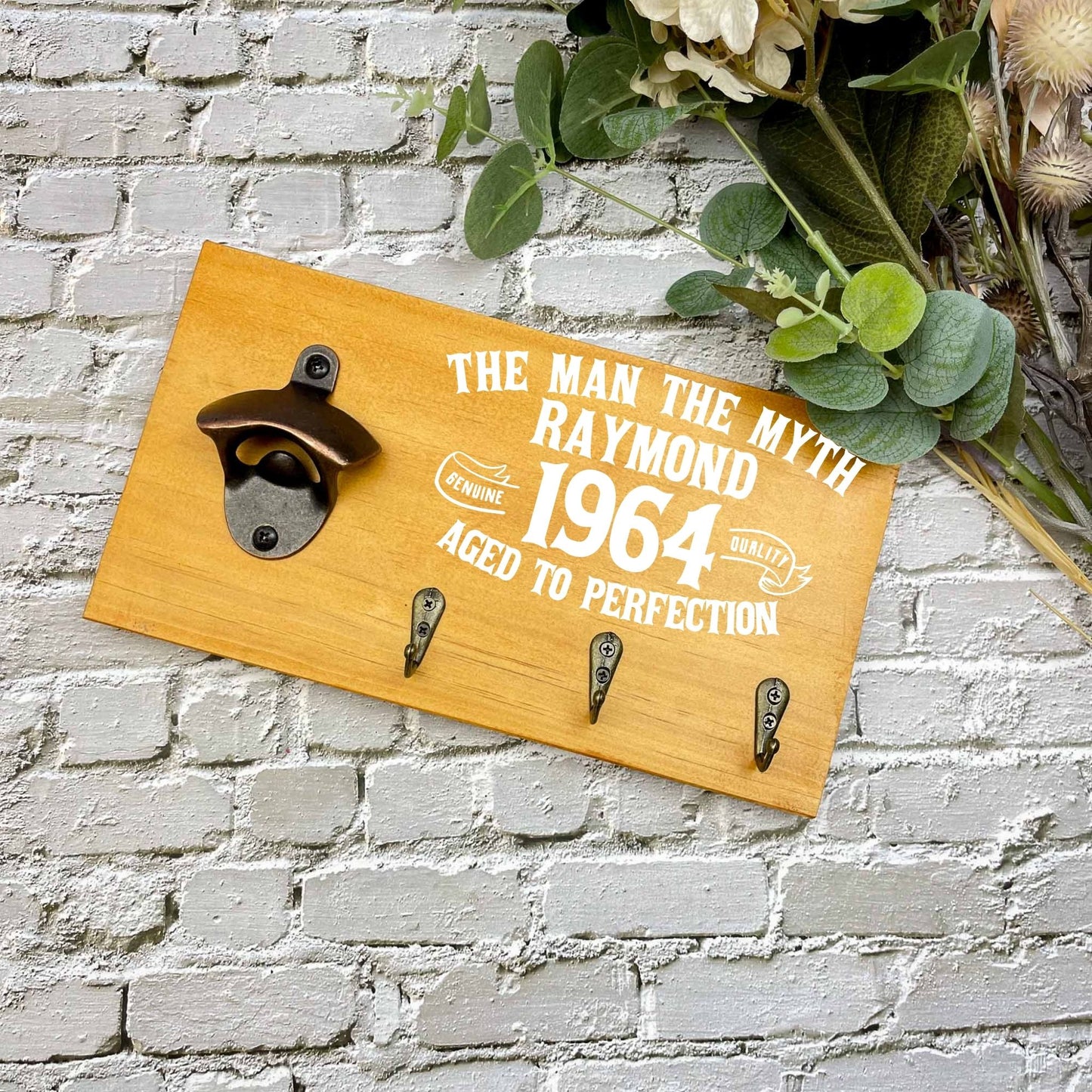 Personalised 60th Birthday beer sign, 1963 beer sign gift, 1964 birthday, 60th celebration, bottle opener sign