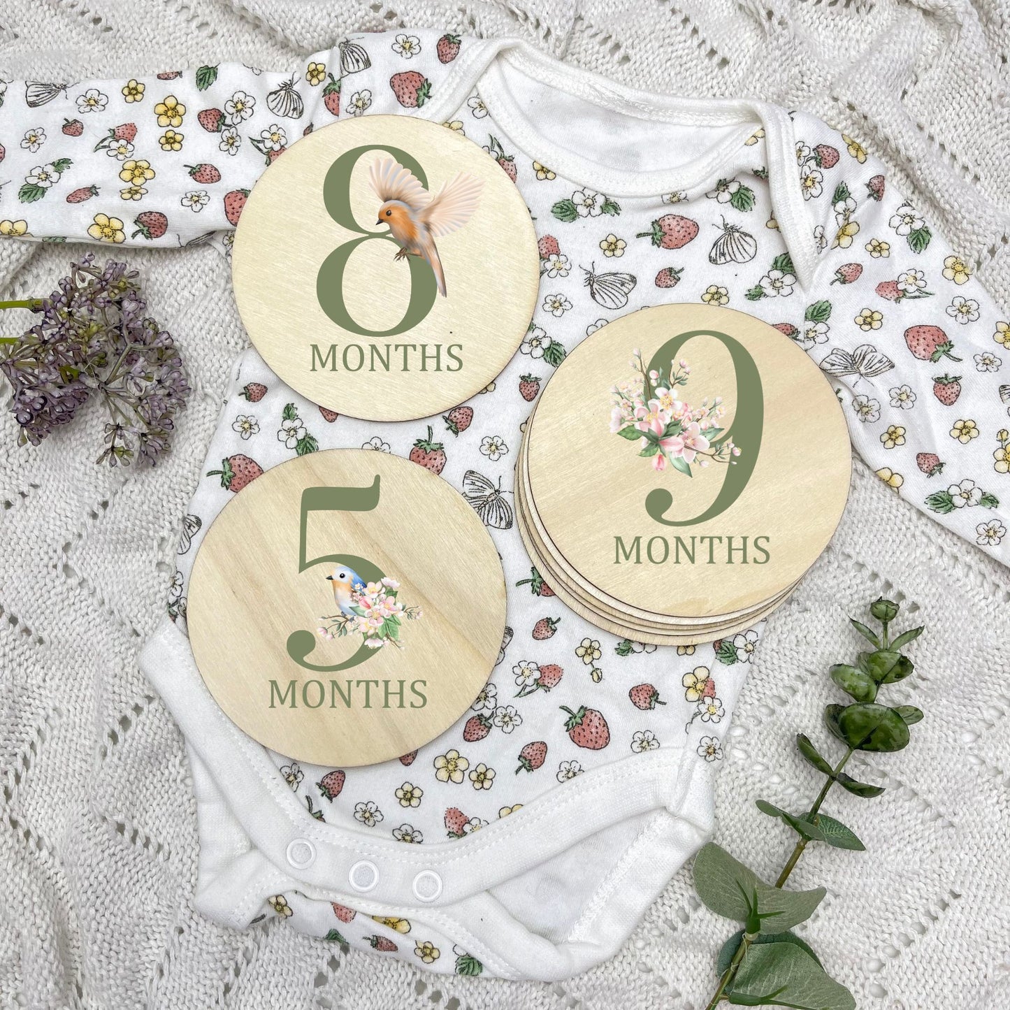 Floral milestone cards, baby milestone discs, boho nursery, aesthetic nursery, beige nursery