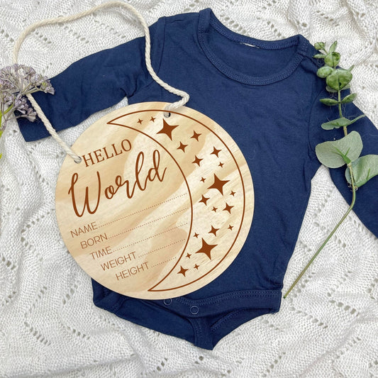 Birth announcement sign, celestial baby birth sign, personalised baby plaque, birth plaque, newborn gift