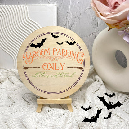 Broom parking only sign, Halloween Decor, Spooky Vibes, hocus pocus sign, trick or treat decor, haunted house h19