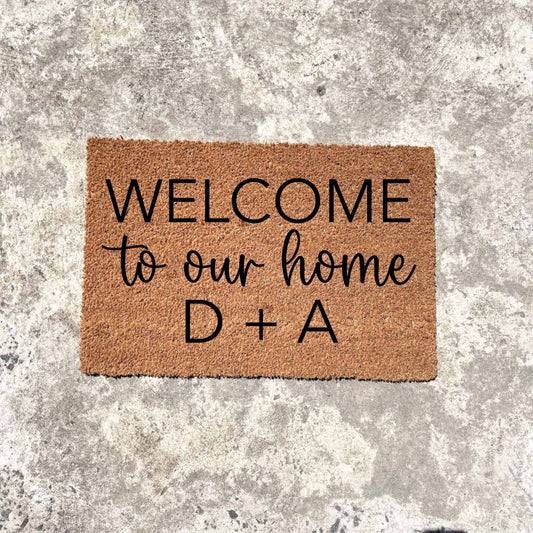 Custom Welcome to Our Home doormat, unique doormat, custom doormat, personalised doormat