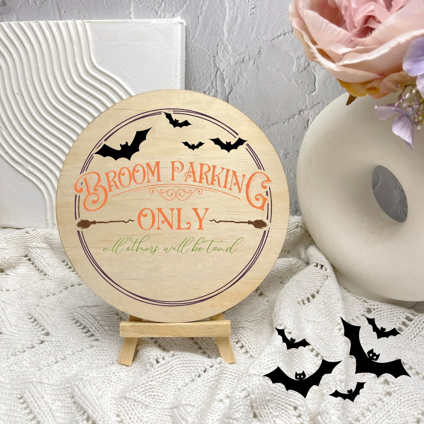 Broom parking only sign, Halloween Decor, Spooky Vibes, hocus pocus sign, trick or treat decor, haunted house h19