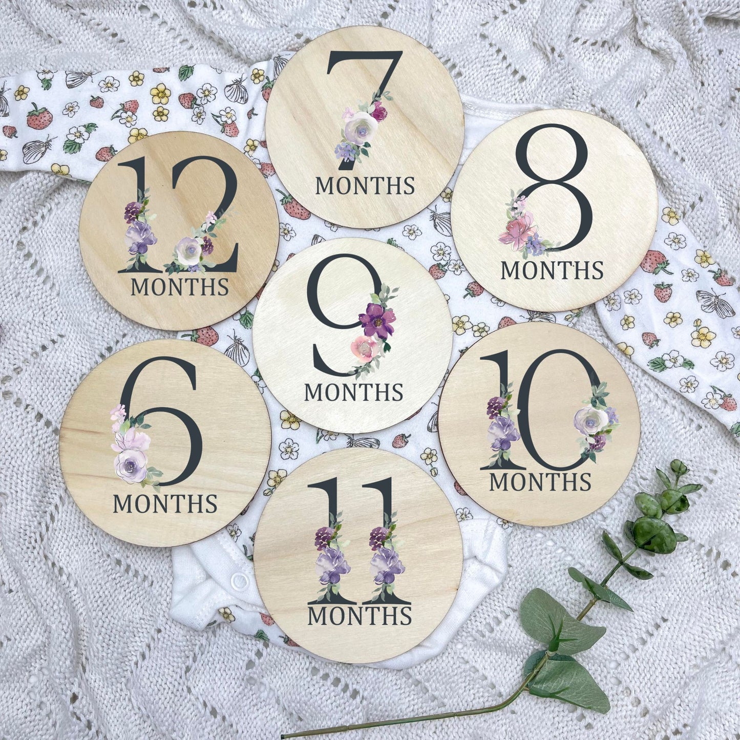 Floral milestone cards, baby milestone discs, boho nursery, aesthetic nursery, beige nursery