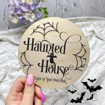 Haunted House sign, Halloween Decor, Spooky Vibes, hocus pocus sign, trick or treat decor, haunted house h27