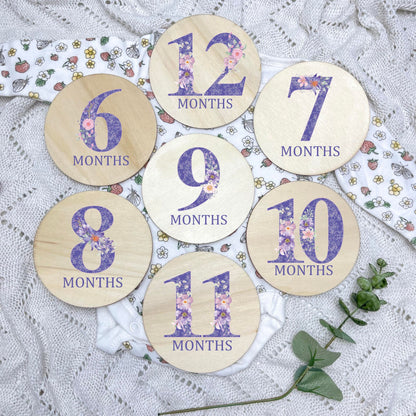 Floral milestone cards, baby milestone discs, boho nursery, aesthetic nursery, beige nursery