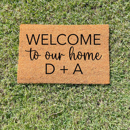 Custom Welcome to Our Home doormat, unique doormat, custom doormat, personalised doormat