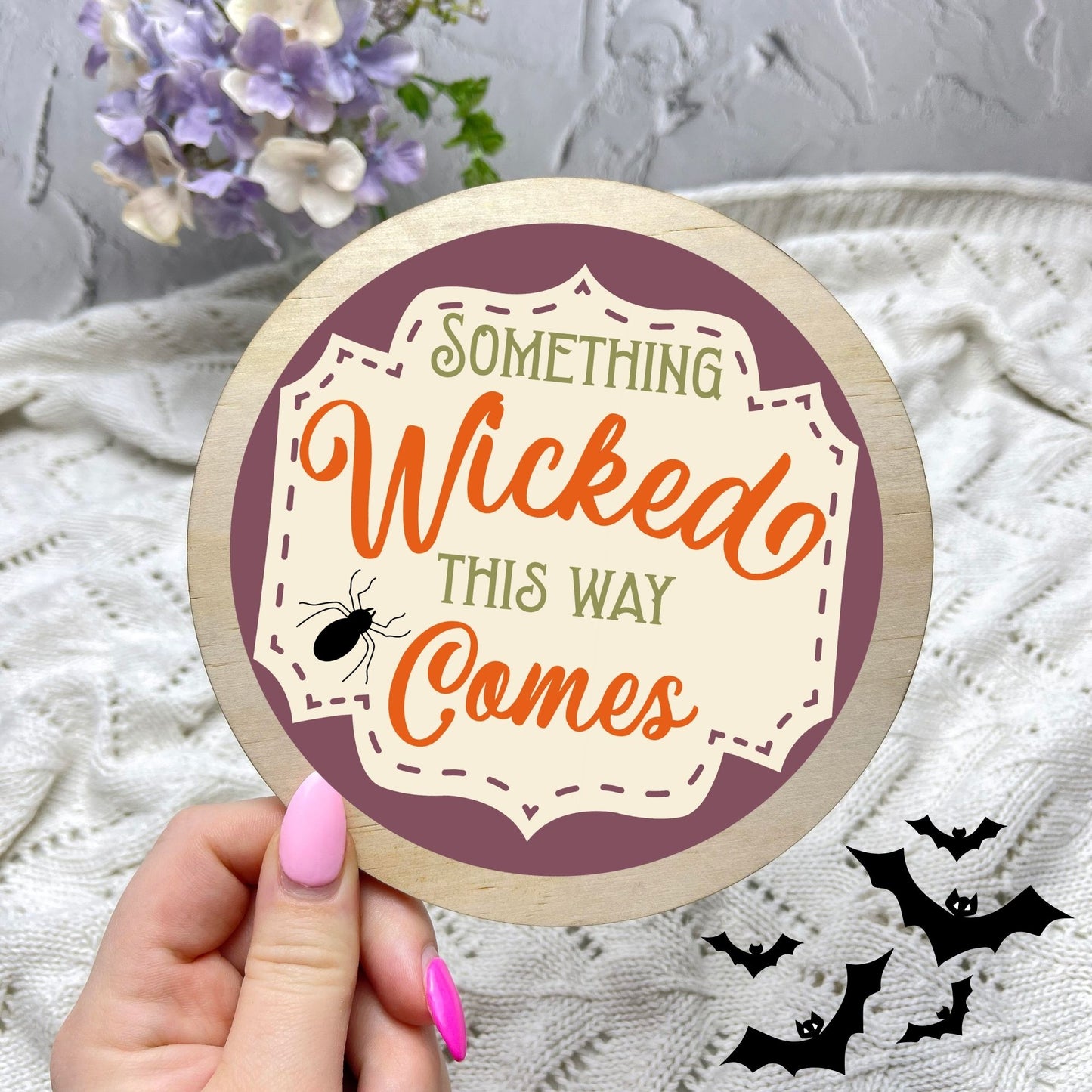 Something Wicked this way comes sign, Halloween Decor, Spooky Vibes, hocus pocus sign, trick or treat decor, haunted house h45