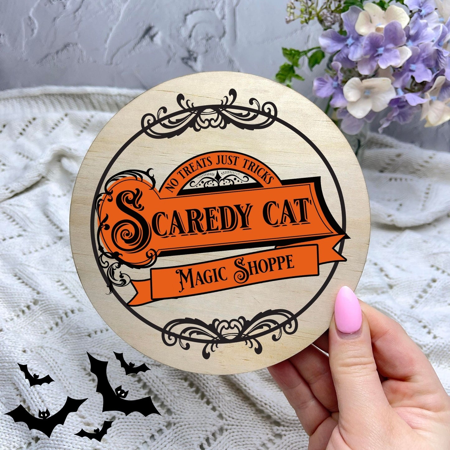 Scaredy Cat Magic Shop sign, Halloween Decor, Spooky Vibes, hocus pocus sign, trick or treat decor, haunted house h46