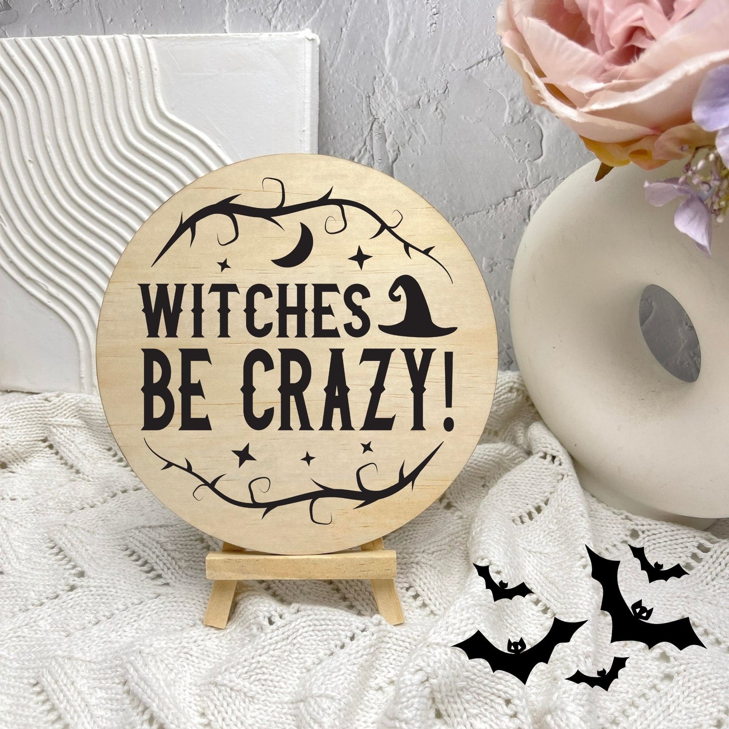 Witches be crazy sign, Halloween Decor, Spooky Vibes, hocus pocus sign, trick or treat decor, haunted house h47