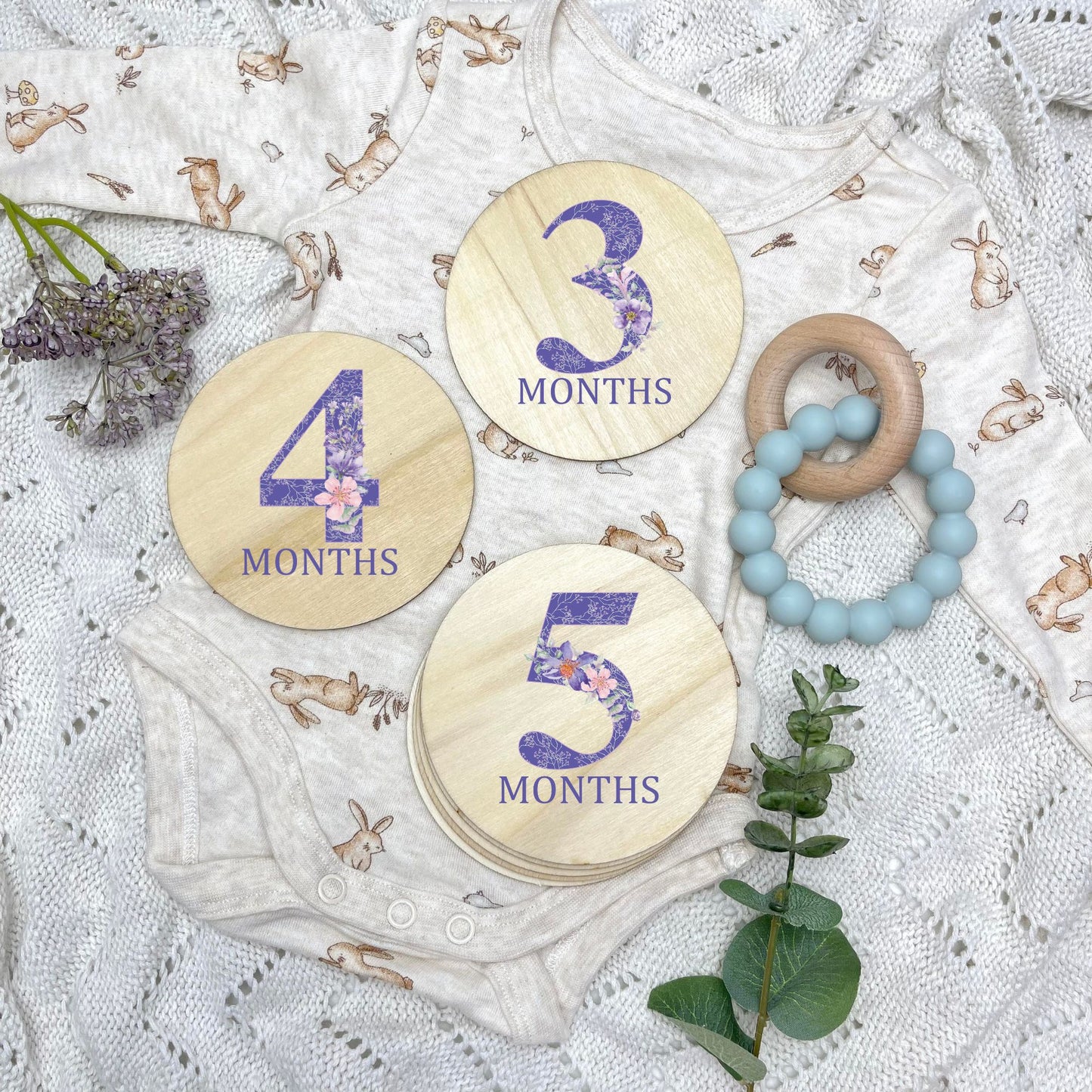 Floral milestone cards, baby milestone discs, boho nursery, aesthetic nursery, beige nursery