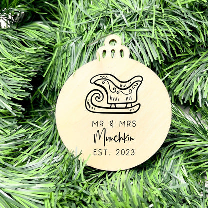 Personalised Newlywed Bauble, Mr. & Mrs. Christmas Ornament, First Christmas as Spouses Bauble, First Married Christmas Ornament