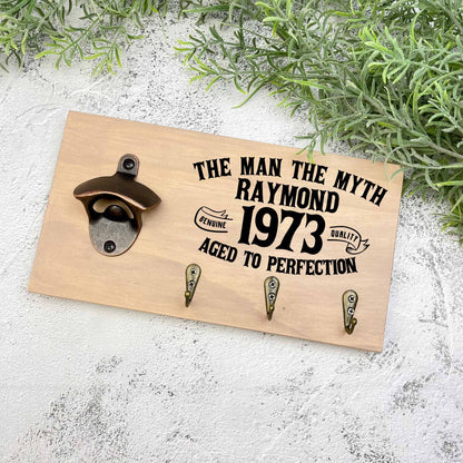 Personalised 50th Birthday beer sign, 1973 beer sign gift, 1974 birthday, 50th celebration, bottle opener sign