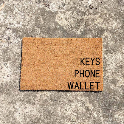 Keys phone wallet doormat, sassy doormat, custom doormat, personalised doormat