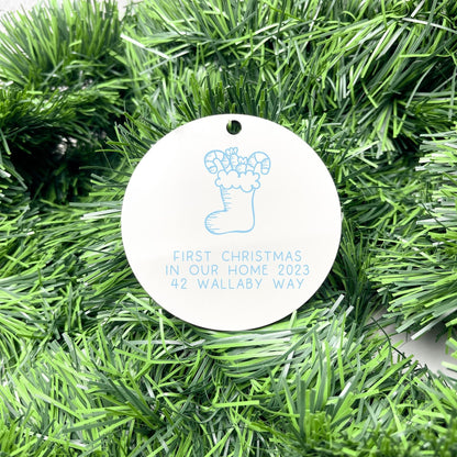 Personalised first Christmas in new home bauble, Housewarming Ornament, Cozy Home Decoration, new home bauble, holiday decor, christmas tree