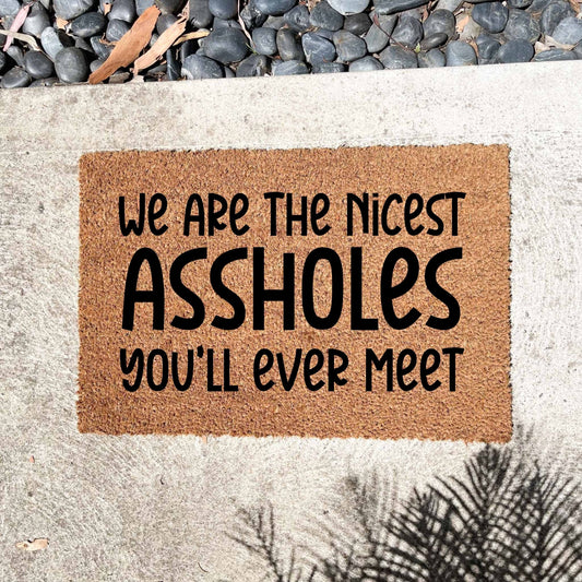 We're the nicest assholes doormat, unique doormat, custom doormat, personalised doormat