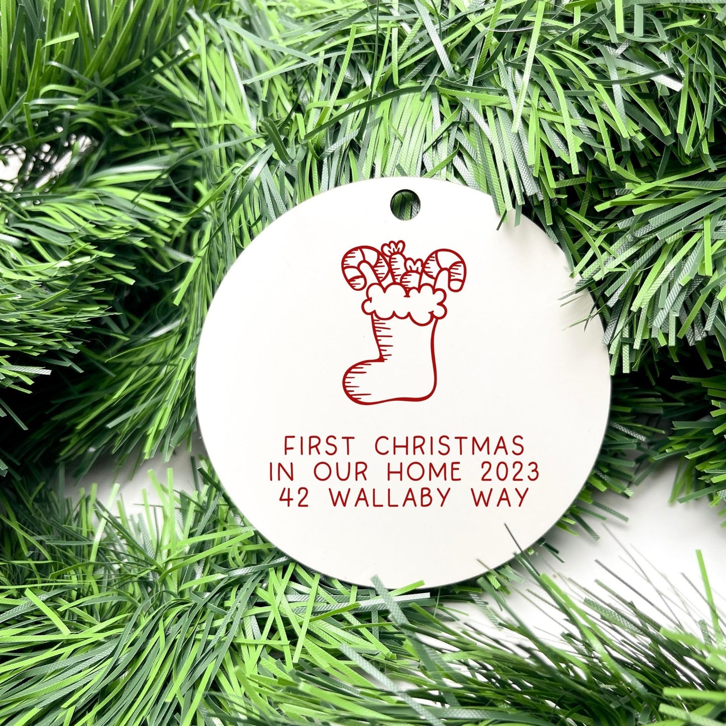 Personalised first Christmas in new home bauble, Housewarming Ornament, Cozy Home Decoration, new home bauble, holiday decor, christmas tree