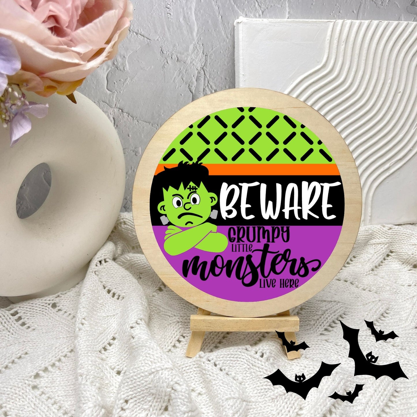 Beware of monsters sign, Halloween Decor, Spooky Vibes, hocus pocus sign, trick or treat decor, haunted house h25