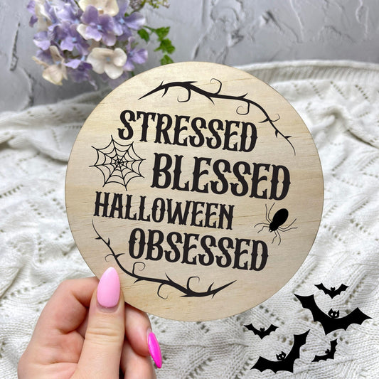 Halloween Obsessed sign, Halloween Decor, Spooky Vibes, hocus pocus sign, trick or treat decor, haunted house h50