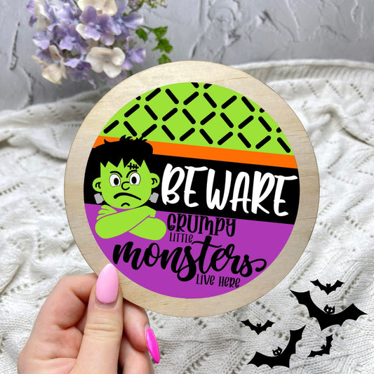 Beware of monsters sign, Halloween Decor, Spooky Vibes, hocus pocus sign, trick or treat decor, haunted house h25