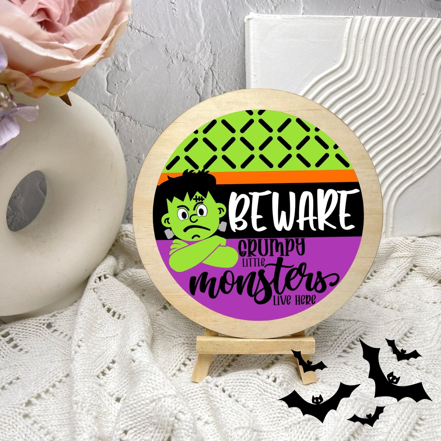 Beware of monsters sign, Halloween Decor, Spooky Vibes, hocus pocus sign, trick or treat decor, haunted house h25