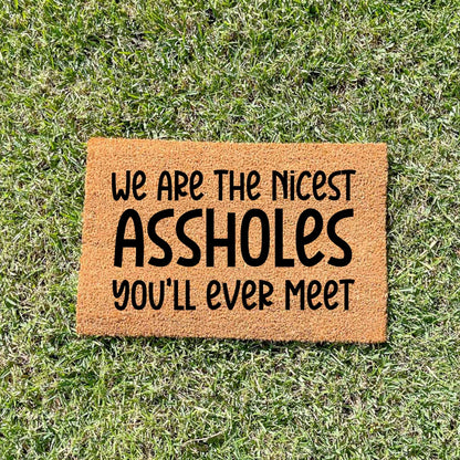 We're the nicest assholes doormat, unique doormat, custom doormat, personalised doormat