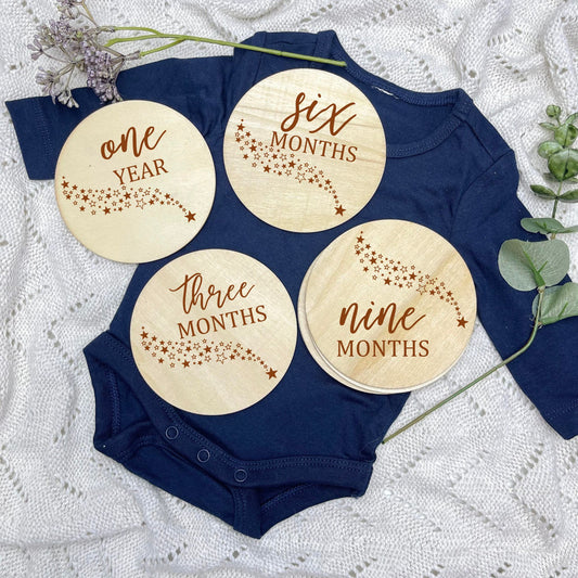 The stars milestone cards, baby milestone discs, boho nursery, aesthetic nursery, beige nursery