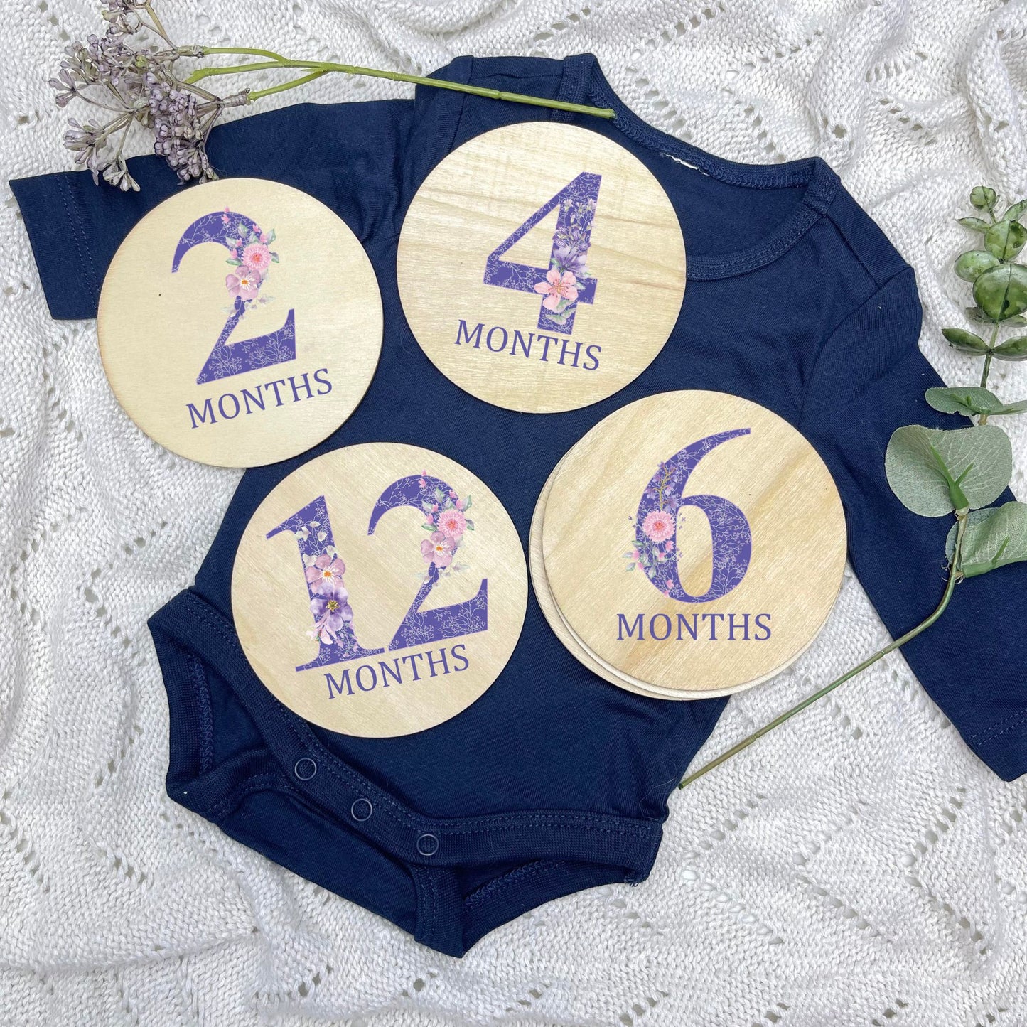 Floral milestone cards, baby milestone discs, boho nursery, aesthetic nursery, beige nursery