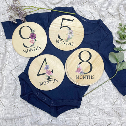 Floral milestone cards, baby milestone discs, boho nursery, aesthetic nursery, beige nursery