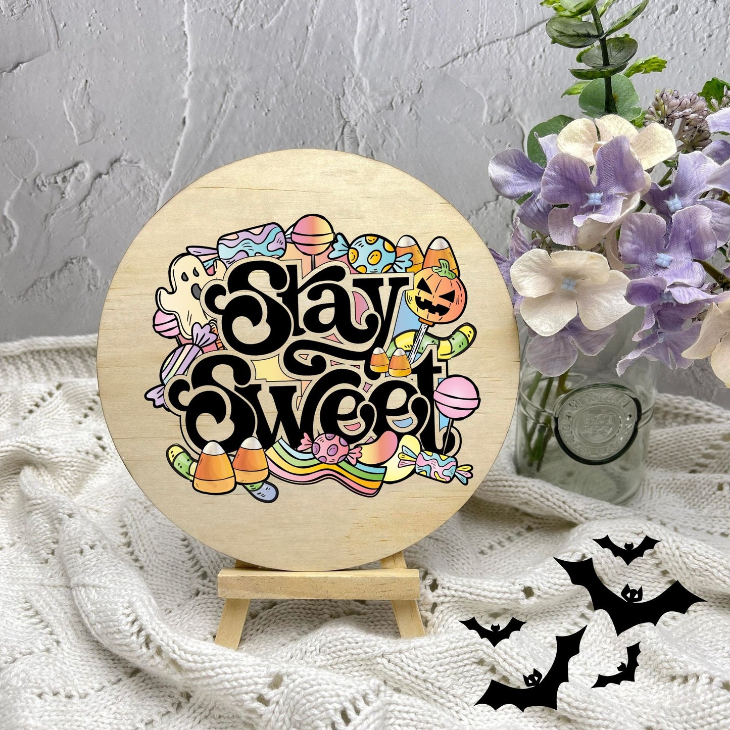 Stay sweet sign, Halloween Decor, Spooky Vibes, hocus pocus sign, trick or treat decor, haunted house h1