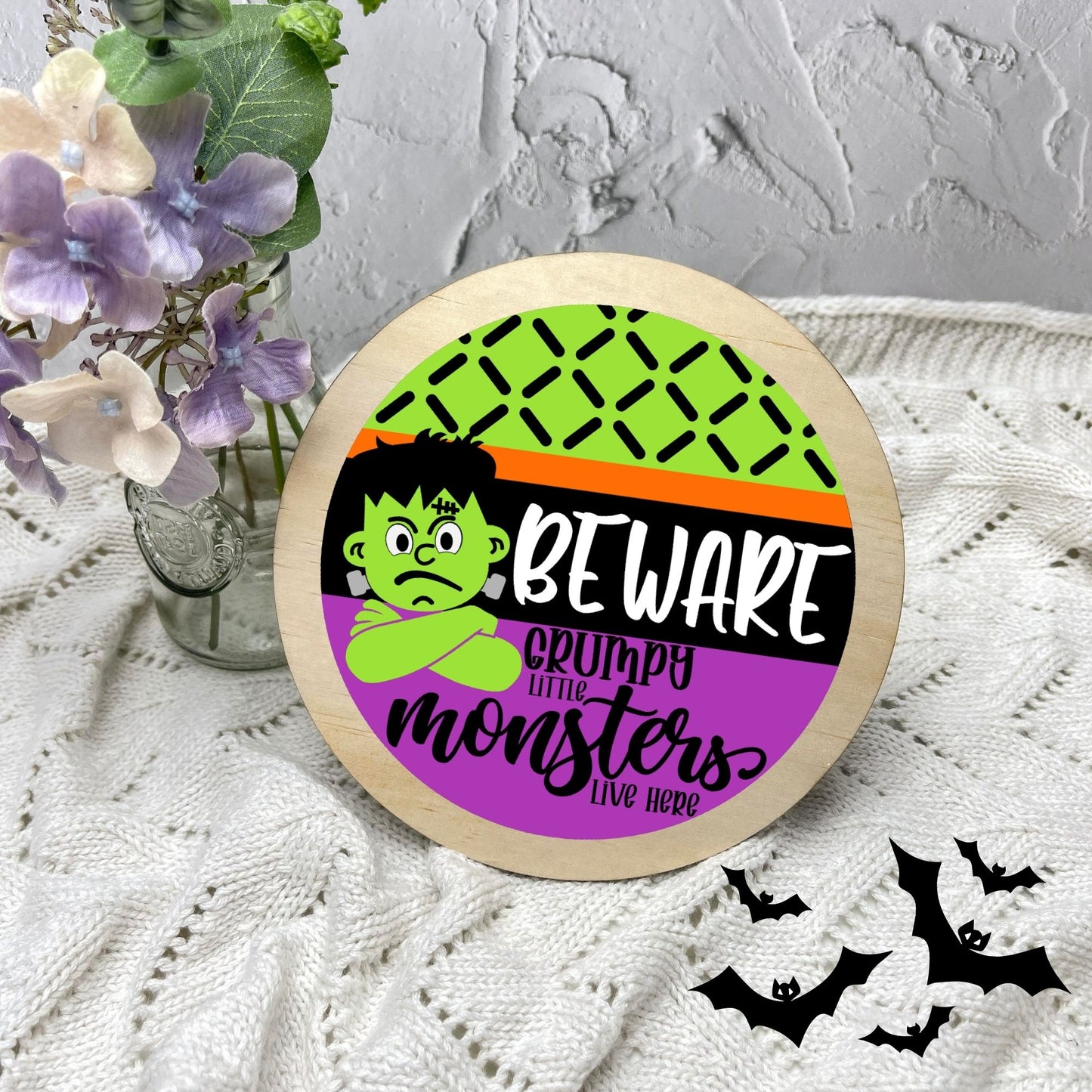 Beware of monsters sign, Halloween Decor, Spooky Vibes, hocus pocus sign, trick or treat decor, haunted house h25