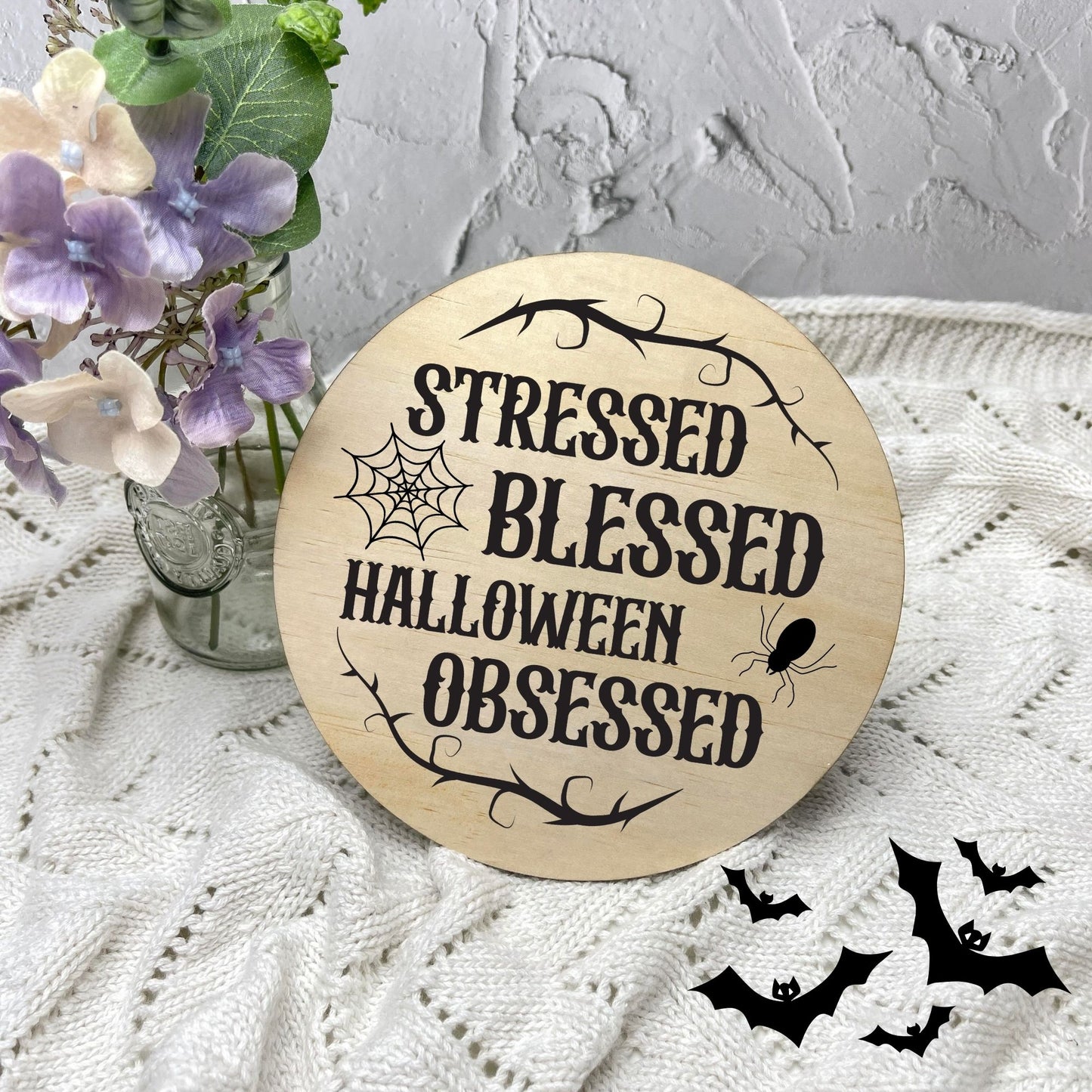 Halloween Obsessed sign, Halloween Decor, Spooky Vibes, hocus pocus sign, trick or treat decor, haunted house h50